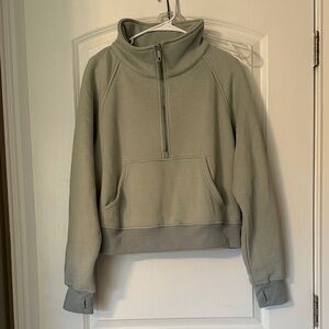 Women's Olive Green Half-Zip Turtleneck Sweater